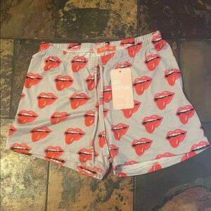Red Lips Print Pajama Shorts